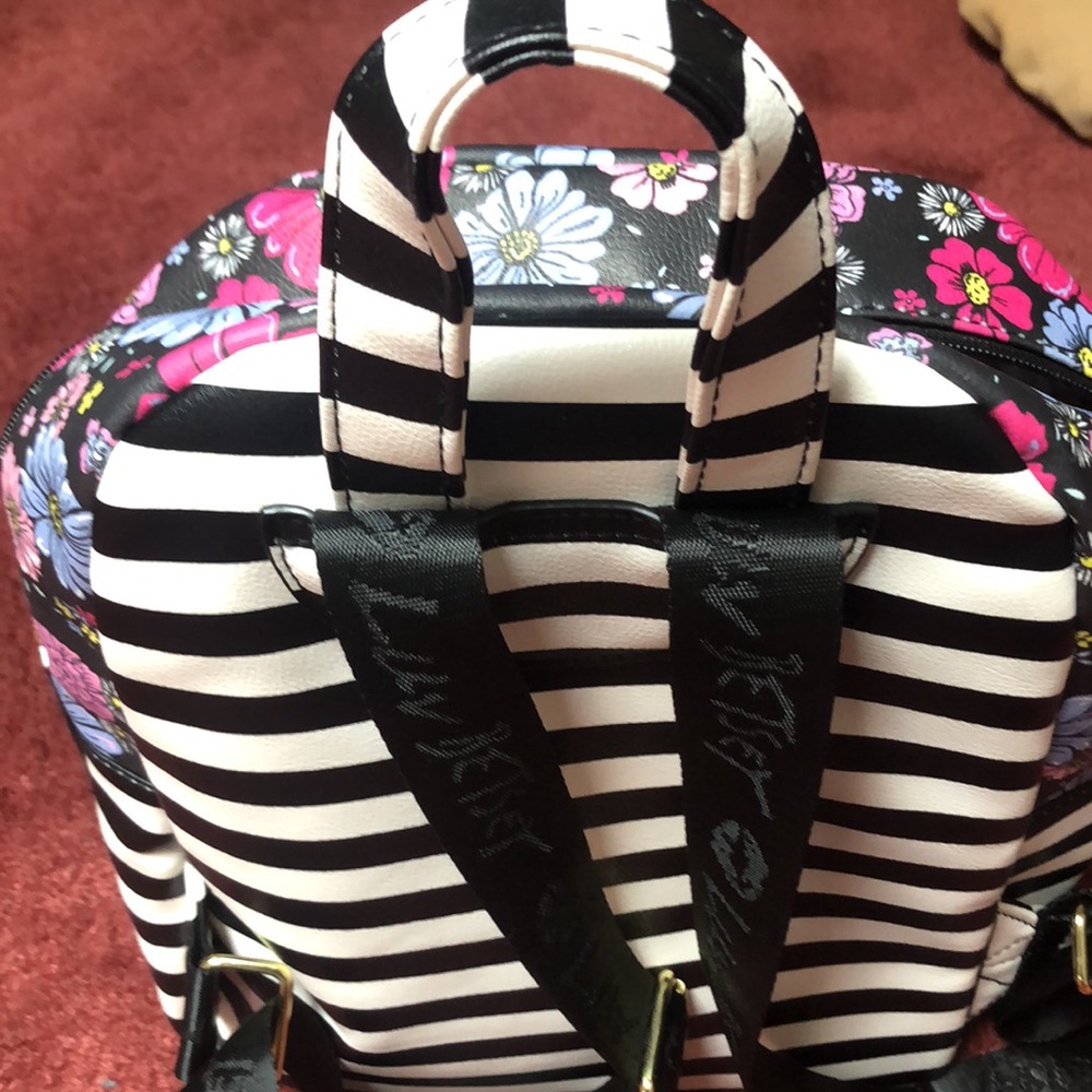 Luv Betsey Multi-Colored Floral Stripe Small Backpack - Faux Leather - Picture 7 of 13